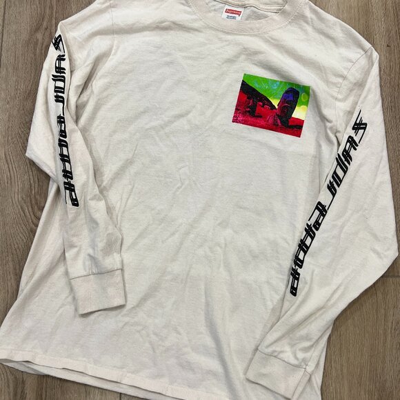 Supreme Other - SUPREME White Long Sleeve Easter Island Box Logo Long Sleeve Shirt sz MEDIUM M